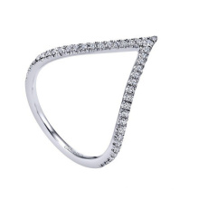 V Stlye 925 Sterling Silver Ring Jewelry with Micro CZ